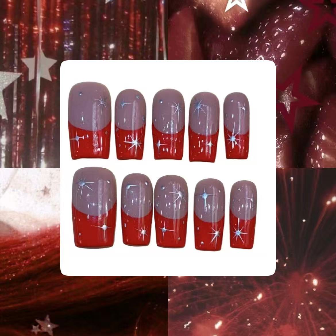 Firework Night Acrylic Square Press On Nail - MaYonail Store