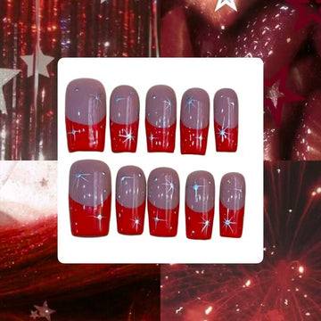 Firework Night Acrylic Square Press On Nail - MaYonail Store