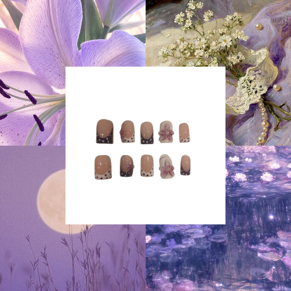 Lilac Lily Acrylic Square press On Nail L14 - MaYonail Store