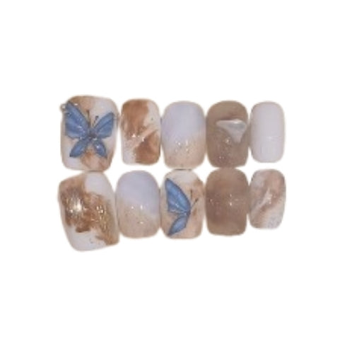 Butterfly Meadow Acrylic Square Press On Nail L249