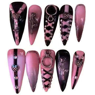 Romantic Goth Acrylic Stiletto Press On Nail - MaYonail Store