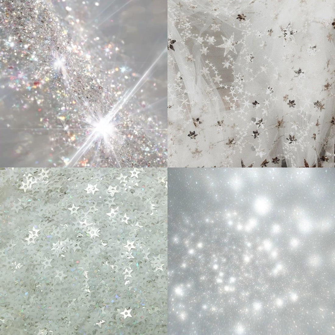 White Stardust Acrylic Square press On Nail