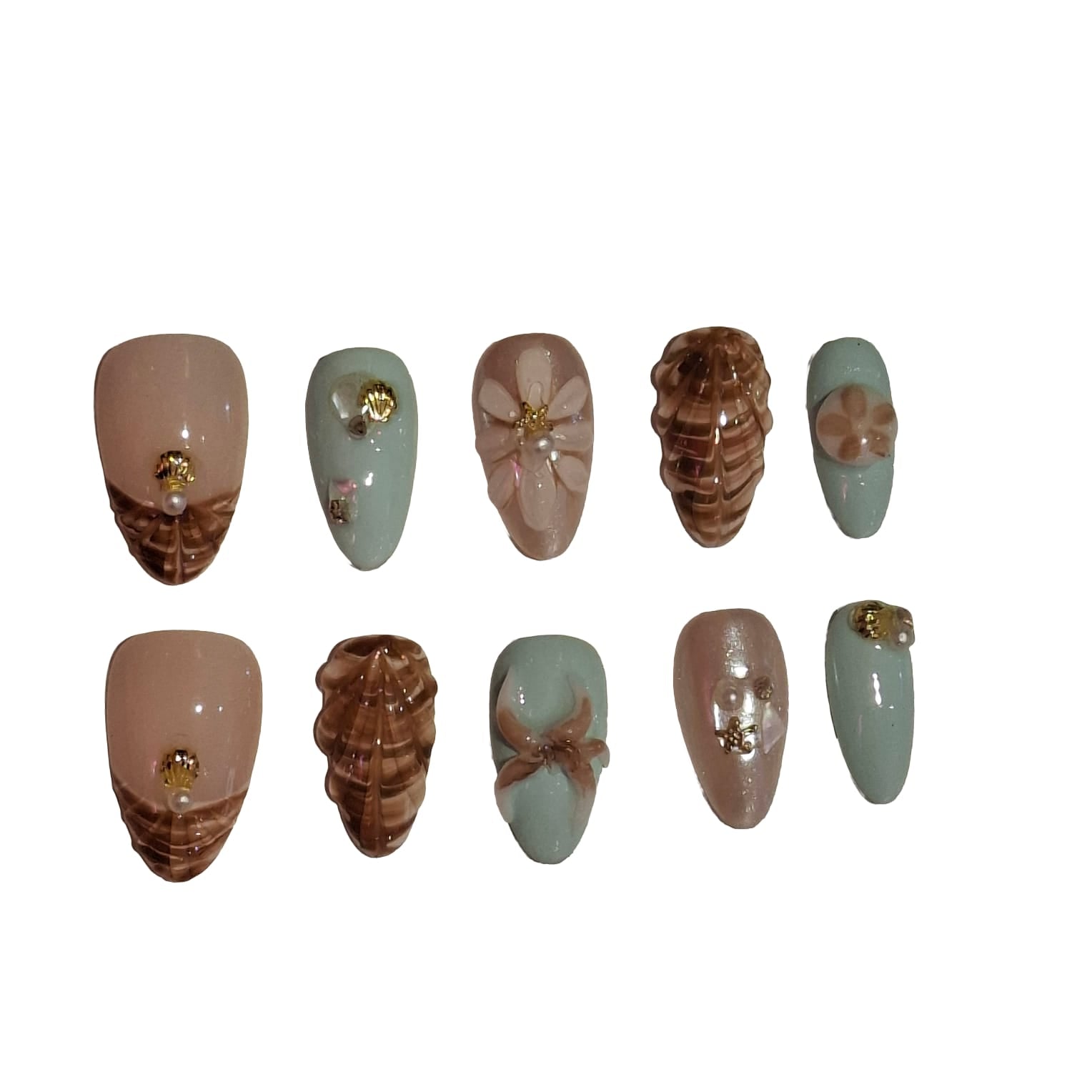 shell kissed Acrylic almond Press On Nail - MaYonail Store