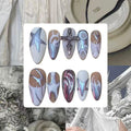 Silver Grunge Acrylic Almond press On Nail - MaYonail Store