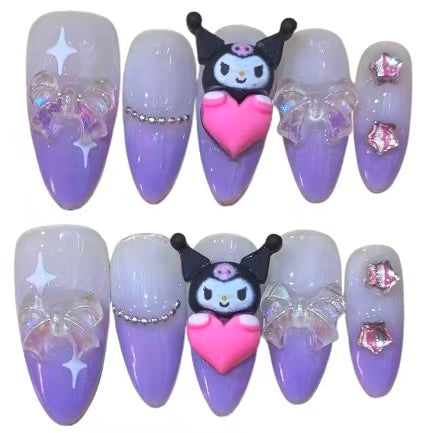 Soft Girl Kuromi Acrylic Coffin Press On Nail - MaYonail Store