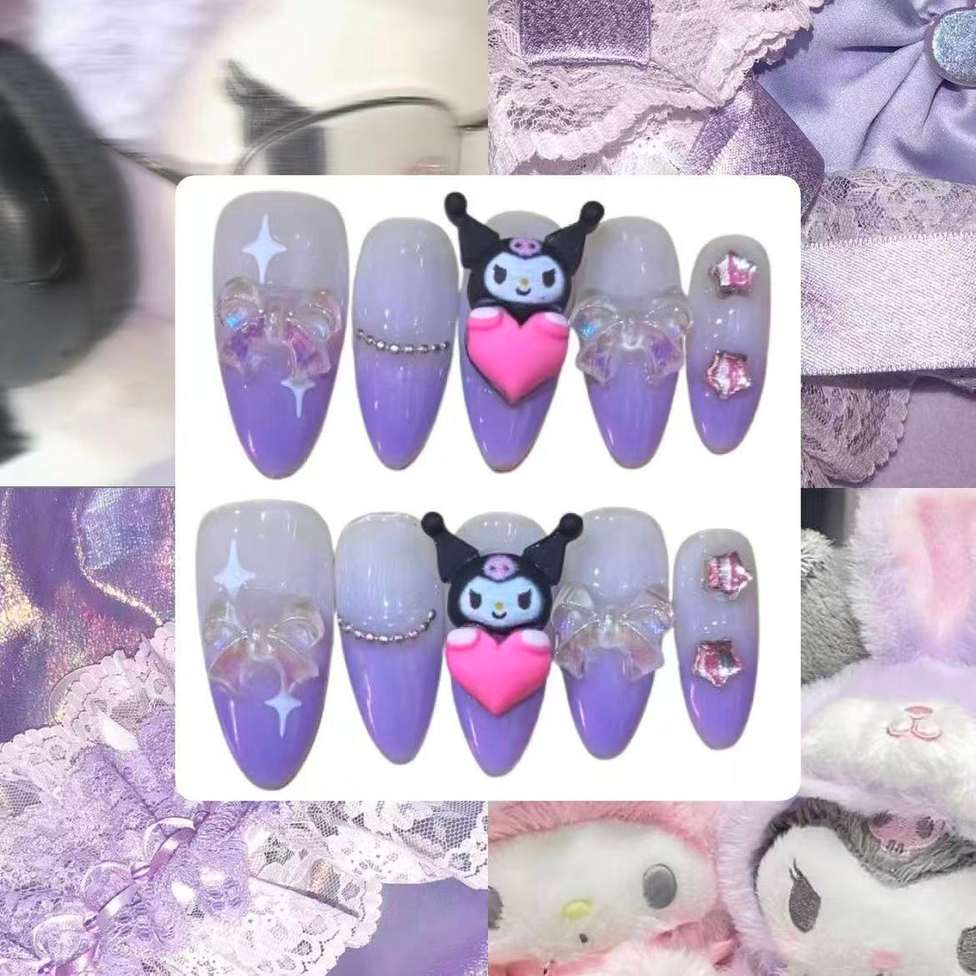 Soft Girl Kuromi Acrylic Coffin Press On Nail - MaYonail Store