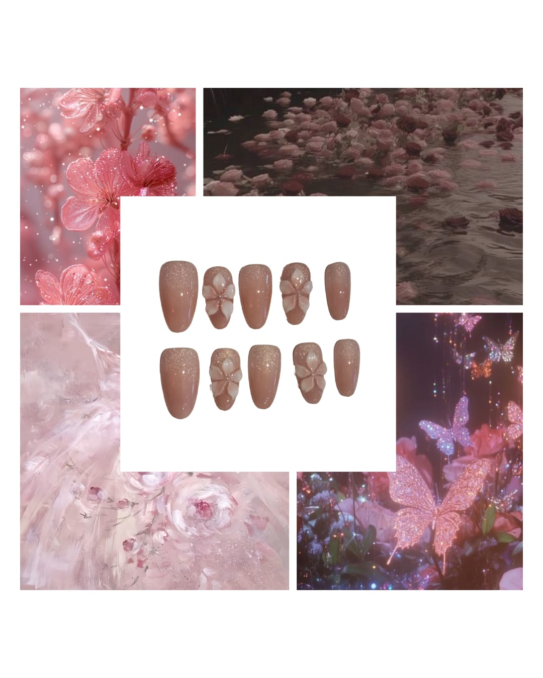 Sparkling Blush Acrylic Oval Press On Nail - MaYonail Store