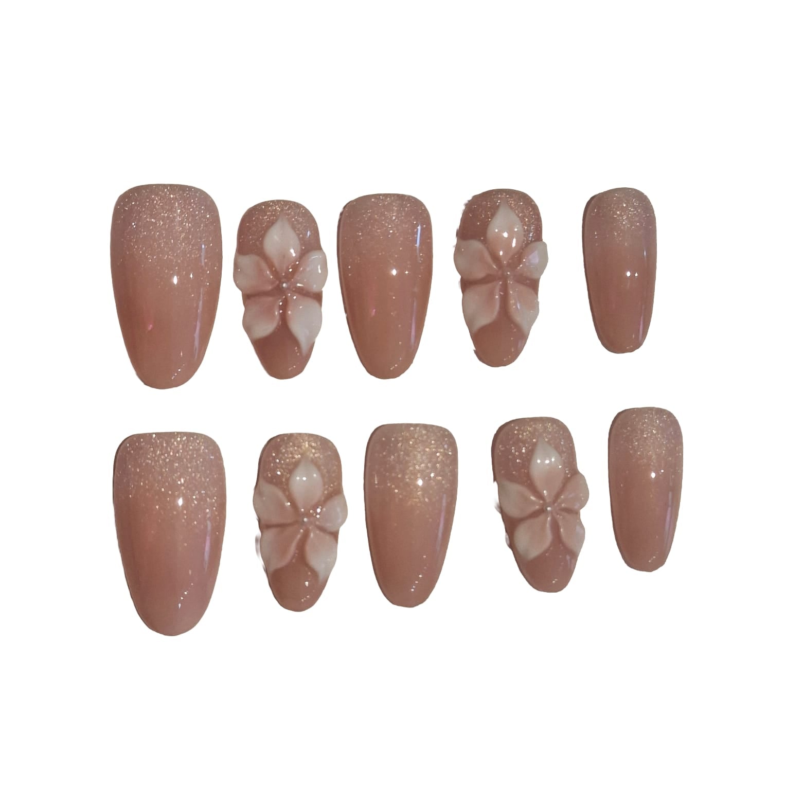 Sparkling Blush Acrylic Oval Press On Nail - MaYonail Store