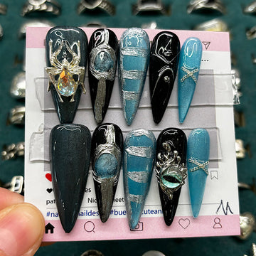 Spider Acrylic Black Press On Nail