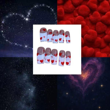 Star Heart Acrylic Square Press On Nail Y423