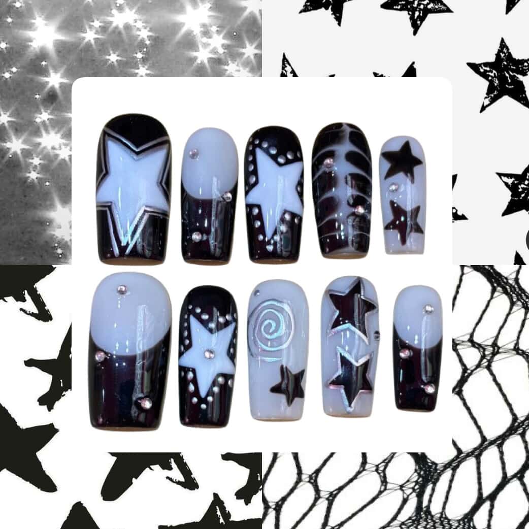 Star Shimmer Acrylic Square Press On Nail - MaYonail Store