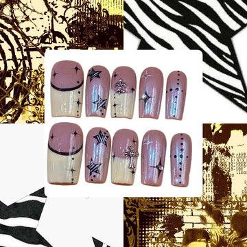 Stardust Sparkle Acrylic Square Press On Nail Y406