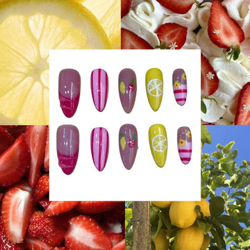 Summer Picnic Acrylic Stiletto Press On Nail