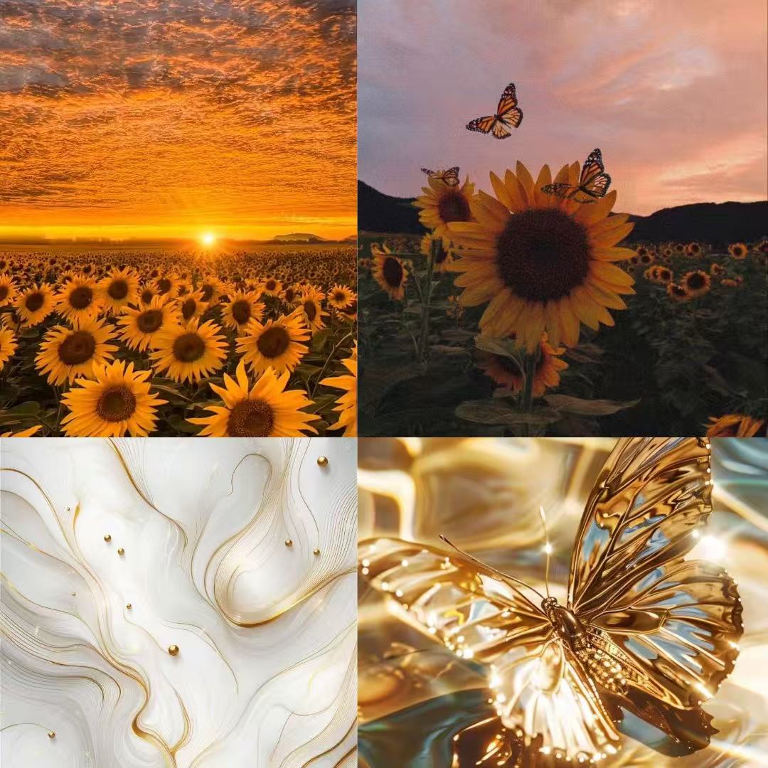 Sunflower Fields Acrylic almond  Press On Nail - MaYonail Store