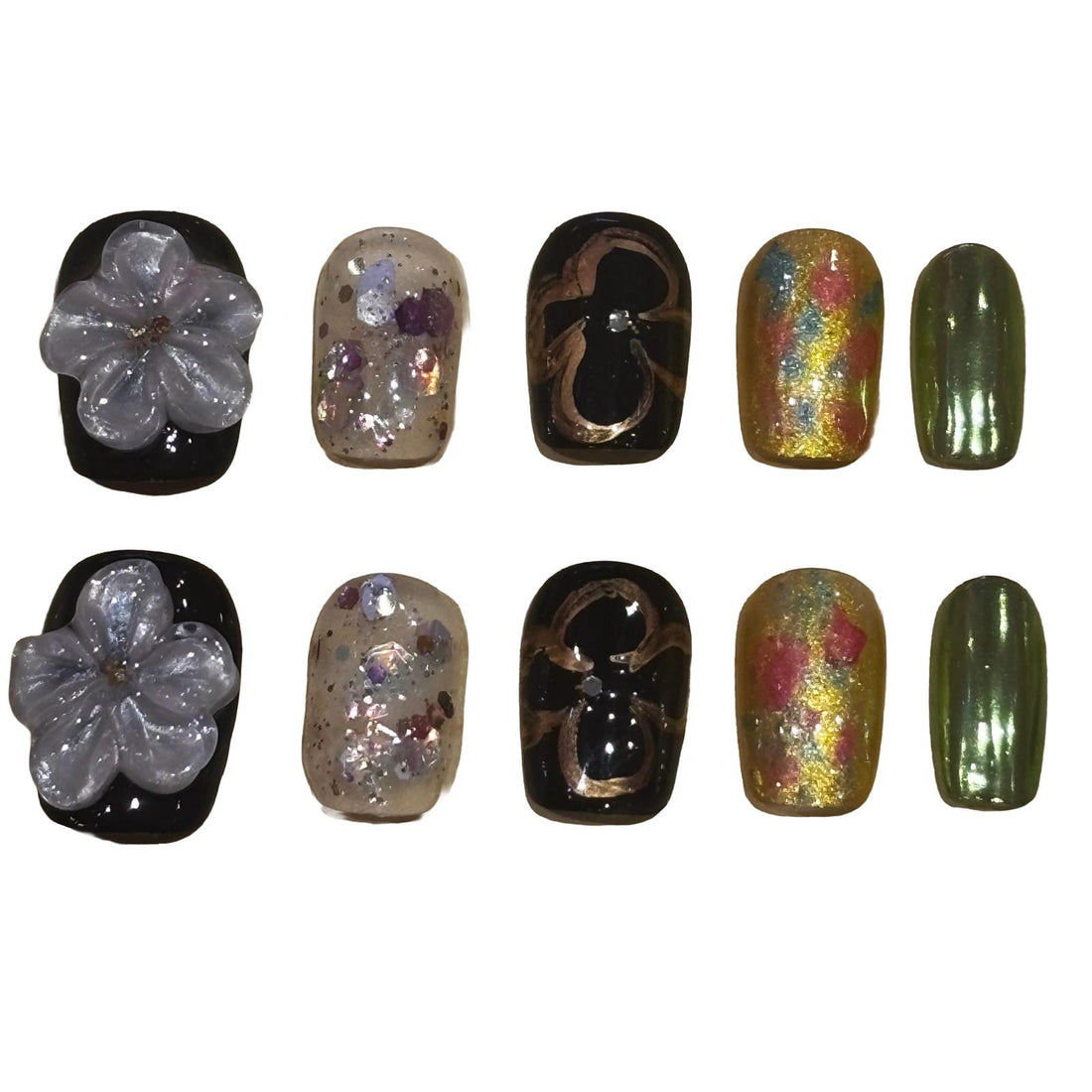 Floral Abstract Acrylic Square Press On Nail - MaYonail Store