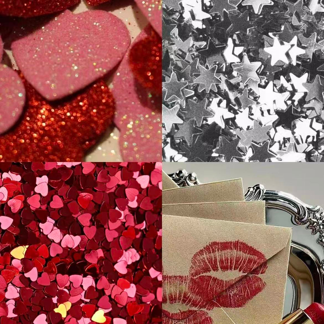 Valentines Sparkle Acrylic Almond Press On Nail