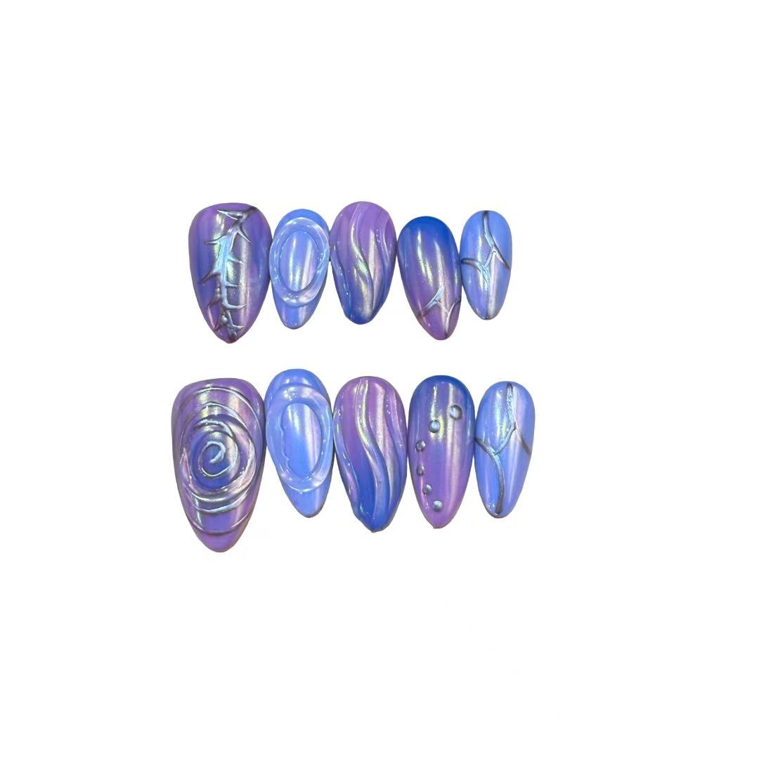 Violet Dragon Acrylic Almond  Press On Nail - MaYonail Store