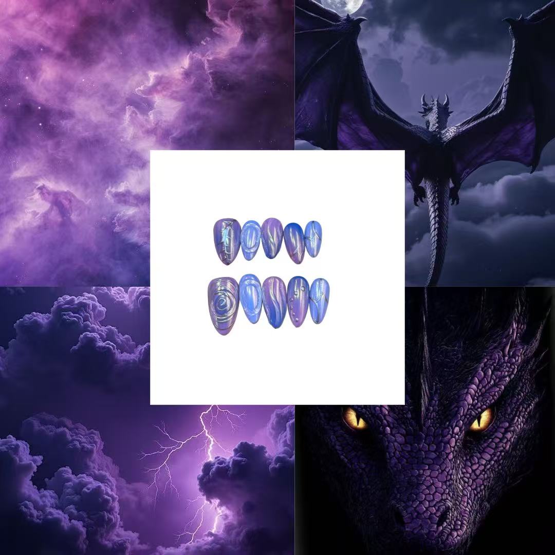 Violet Dragon Acrylic Almond  Press On Nail - MaYonail Store