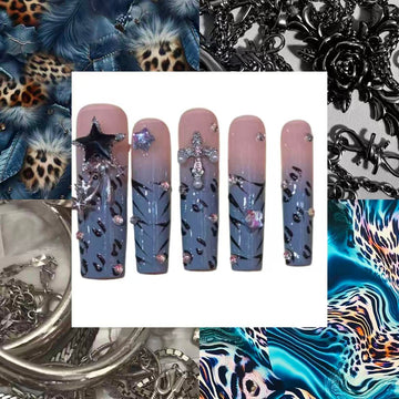 XL Starfall Acrylic Square Press On Nail