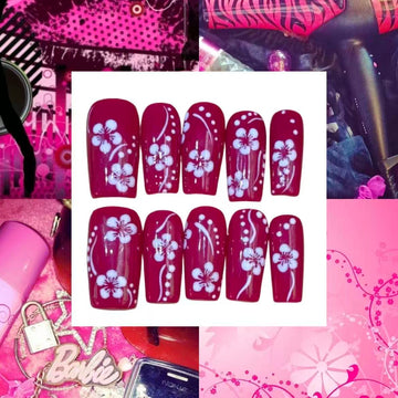 Y2K Flowers Acrylic Square Press On Nail