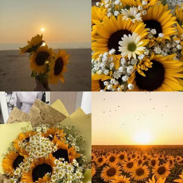 Yellow Sunflowers Acrylic  Almond Press On Nail